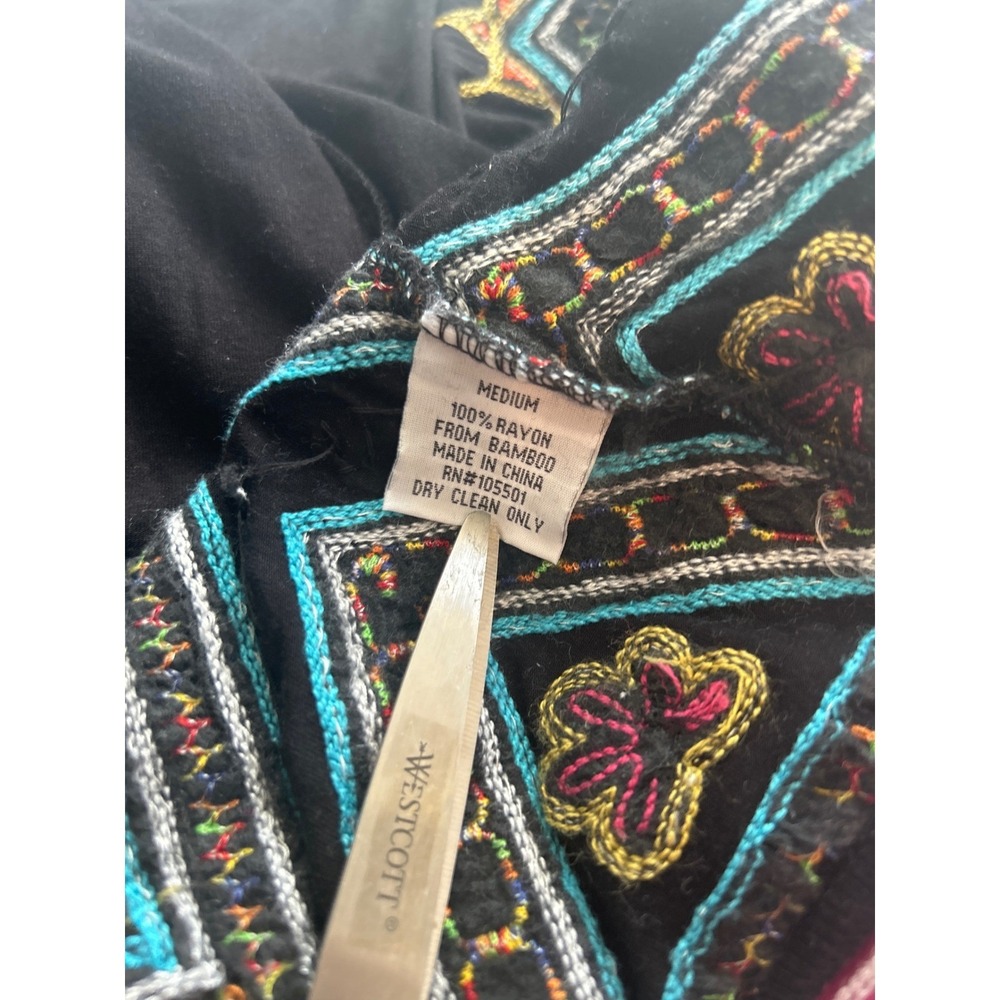 Double D Ranchwear Black Embroidered Tunic Top V-Neck Oversized Boho Fit = XL - Picture 5 of 6